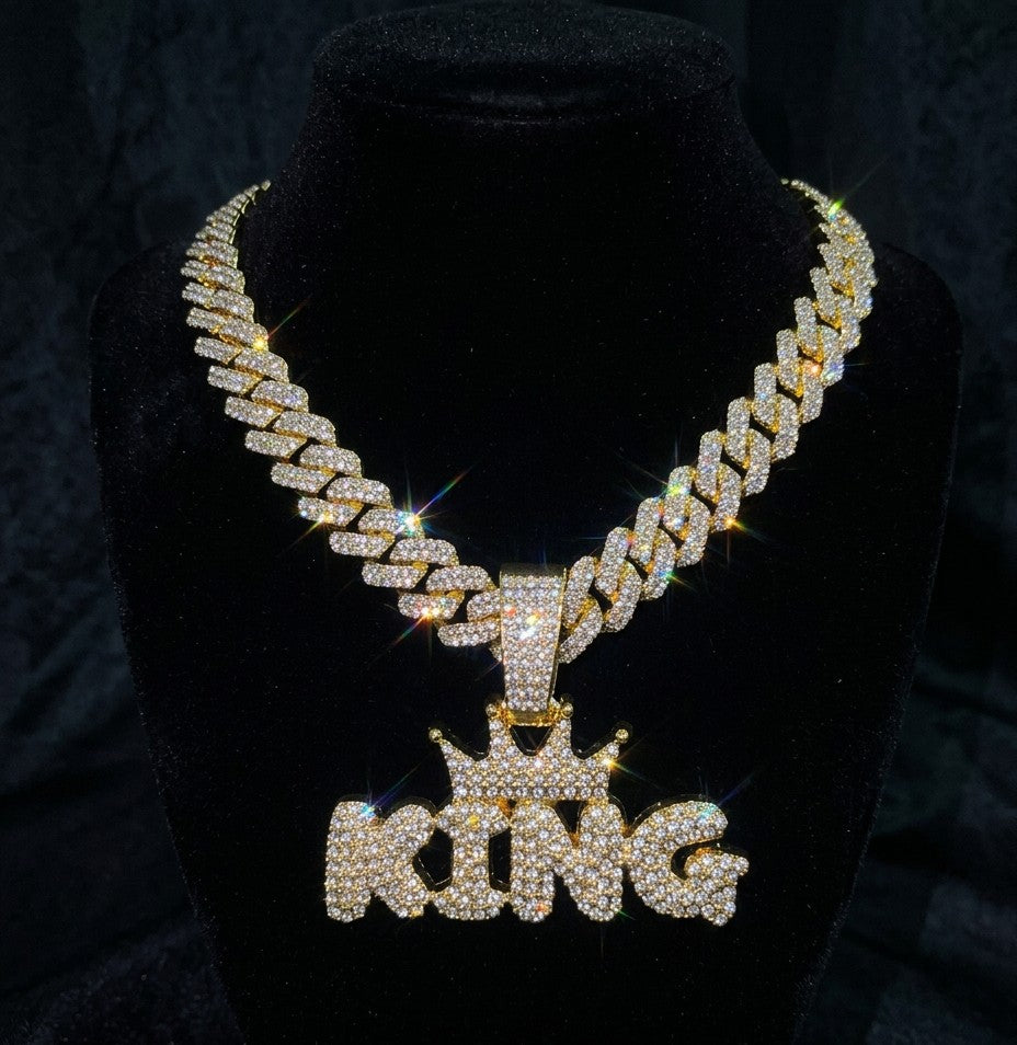 CADENA CUBANA + DIJE KING GOLD