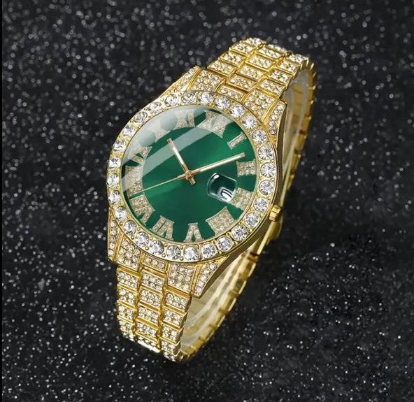 RELOJ ICED GREEN GOLD