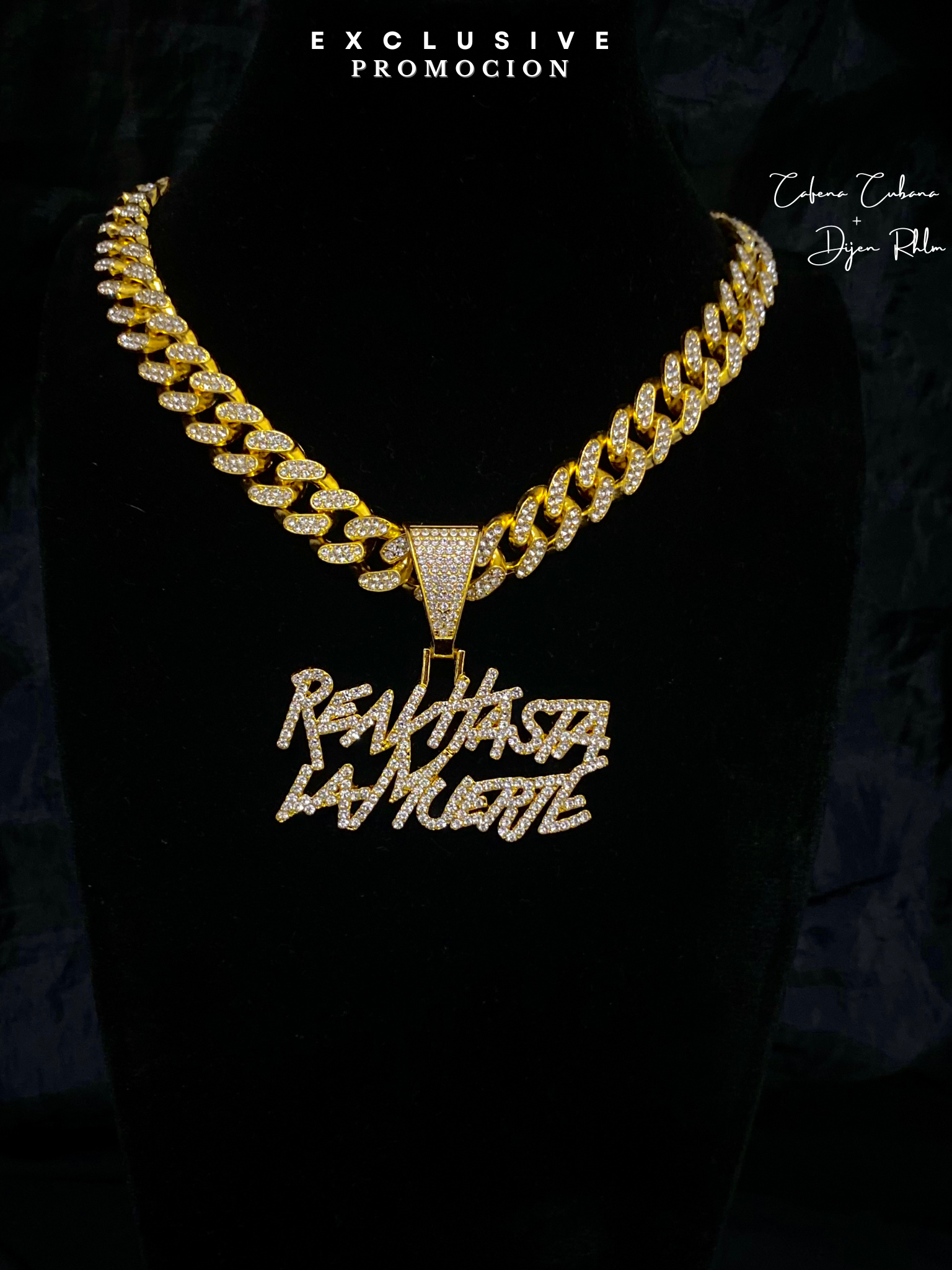 CADENA CUBANA + DIJE REAL HASTA LA MUERTE GOLD